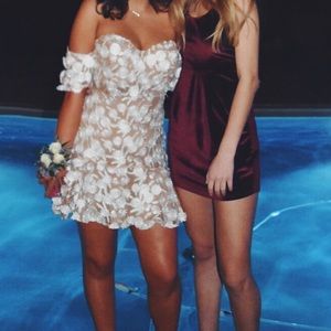 For Love & Lemons Off Shoulder white floral dress